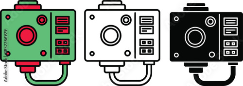 Three retro cameras with different colored bodies and similar control layouts vintage cameras