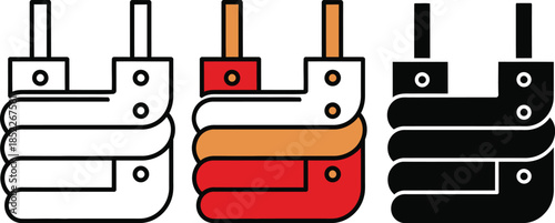 Three Stacked Battery in White Black and Red Orange Gradient