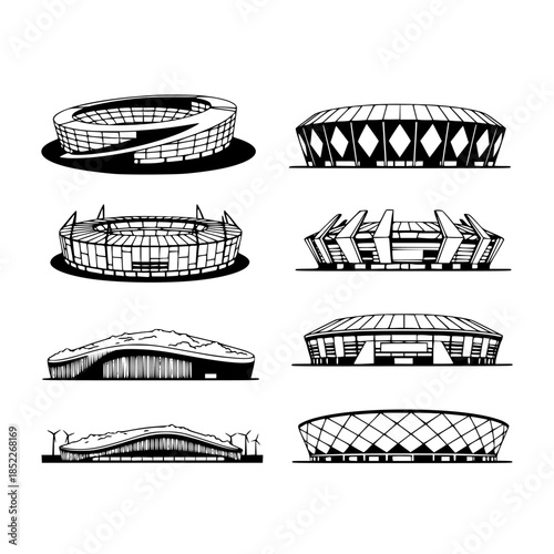 Collection of Stadium Silhouettes in Vector Illustration