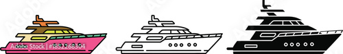 Three stylized yachts with different colors and on a white background boat luxury watercraft
