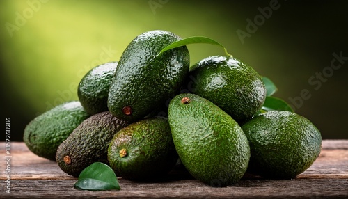 A Pile Of Avocados Sitting On Top Of A Wooden Table