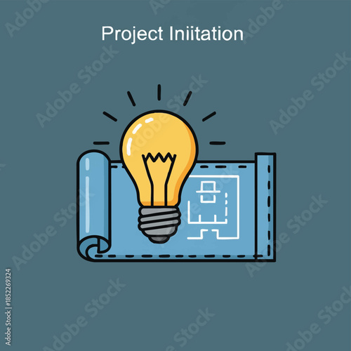 Project Initiation Lightbulb Idea on Blueprint.