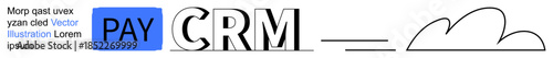 Finance, technology, cloud tools, customer management, data storage, integration. PAY linked to CRM with minimal cloud design. Finance and technology concept for cloud-based tools and CRM integration