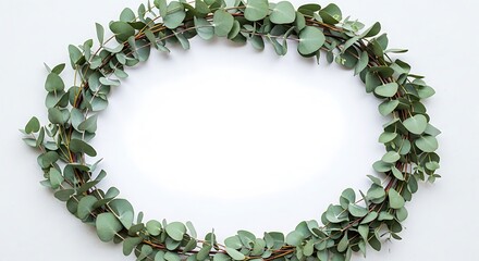 Delicate eucalyptus wreath on a white surface perfect for overlays
