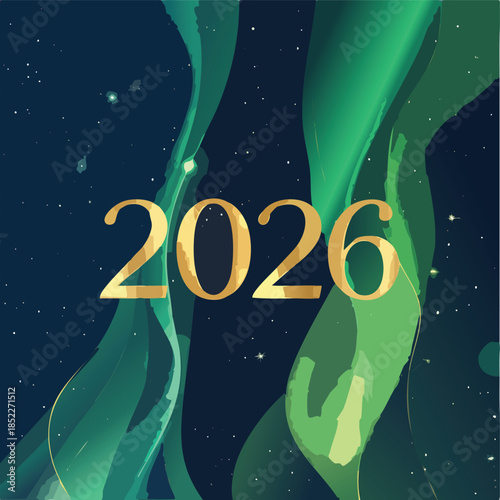 2026 New Year Green Abstract Background