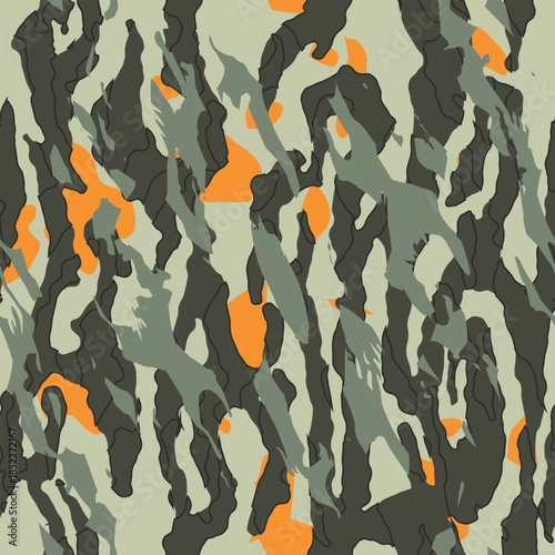 Vector seamless camo tiger stripe army fatigue pattern design