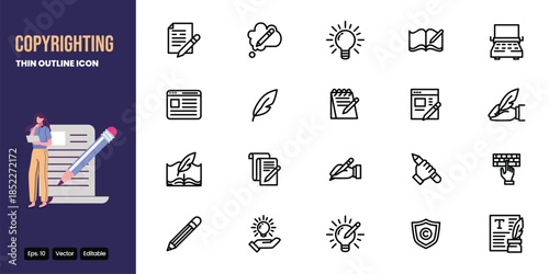 copyrighting thin outline icon set vector design good for web and mobile app