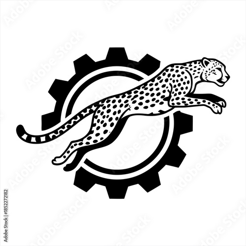 Cheetah Gear Speed Logo Vector Illustration