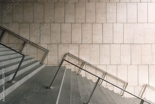 фотографія concrete stairs metallic handrails mall hall way entrance landmark minimalism po