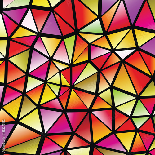 Polygonal rainbow mosaic background. Abstract low poly vector illustration. Triangular pattern in halftone style. Template geometric business design with triangle for poster, banner, card, flyer.
