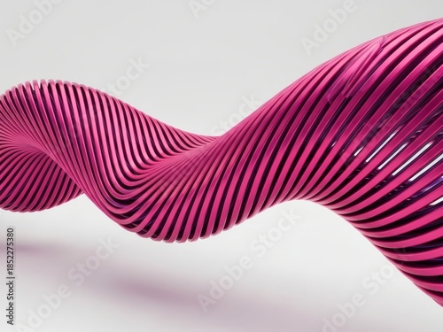 Abstract Pink and Black Twisted Ribbon Shape Flowing.