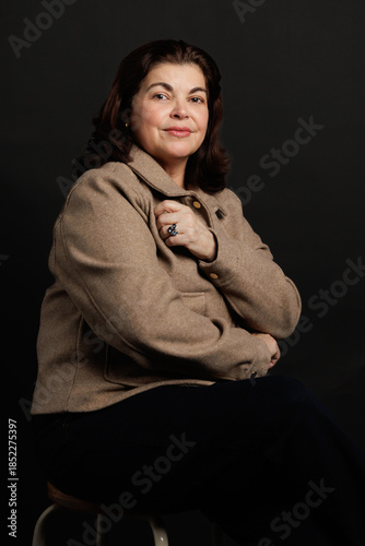 Studio portrait of adult woman of Latin American ethnicity
