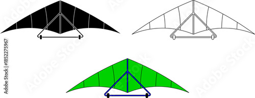 front view Hang gliding icon set