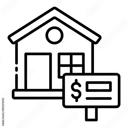 house sale icon. property listing. shows price offer real estate