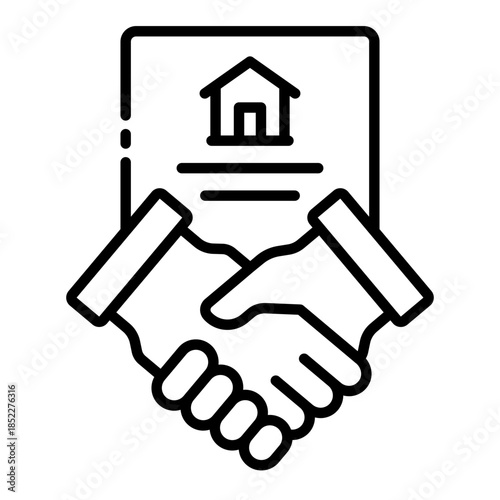 contract icon. agreement paper. shows deal action. used in real estate