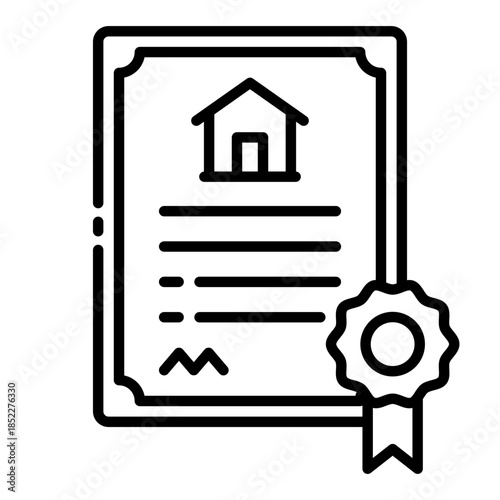 deed icon. legal document. shows property record. used in real estate