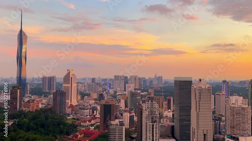 Wallpaper Mural Kuala Lumpur, Malaysia, June 8, 2025: Sunset from an observation deck in Kuala Lumpur. Sunset sky illuminated by twilight, TV tower, and high-rise buildings from the air in the city center. 4K Torontodigital.ca