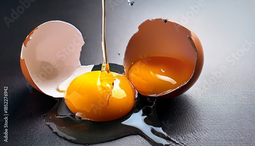 Broken Egg With Yolk And White Close Up