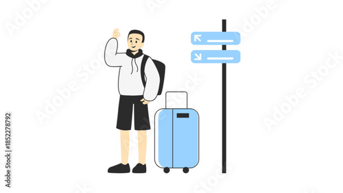 Vector illustration business man with suitcase