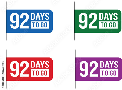 92 Days To Go Countdown Label Vector Set Design