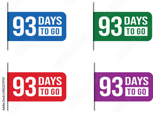 93 Days To Go Countdown Label Vector Set Design