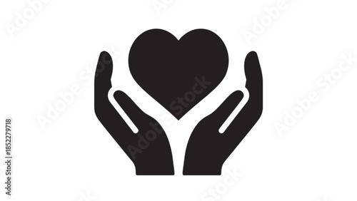 Silhouette icon hand and heart