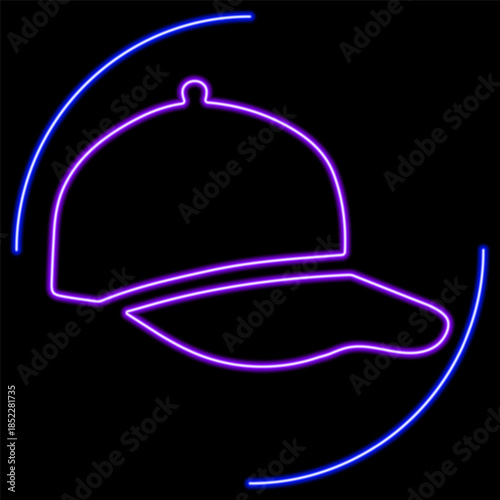 cap neon sign, modern glowing banner design, colorful modern design trend on black background. Vector illustration.
