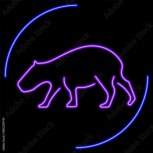 capibara neon sign, modern glowing banner design, colorful modern design trend on black background. Vector illustration.