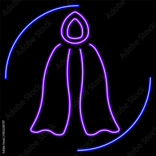 dark robes neon sign, modern glowing banner design, colorful trend of modern design on black background. Vector illustration.