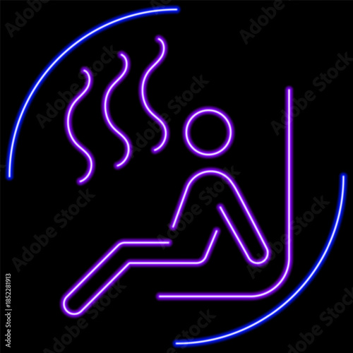 sauna neon sign, modern glowing banner design, colorful modern design trends on black background. Vector illustration.