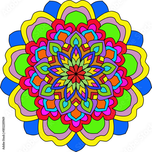Vector Colored Mandala Round Colored Mandala Design