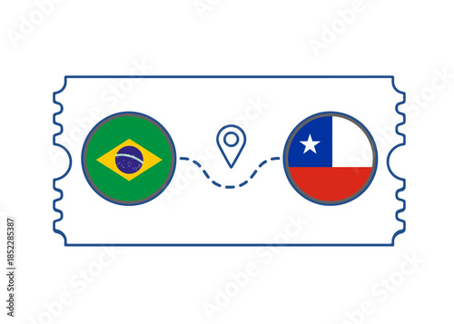 Brazil – Chile International Travel Route vector ticket
Vector ticket route between countries