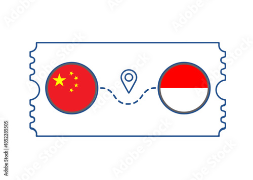 China – Indonesia International Travel Route vector ticket
Vector ticket route between countries