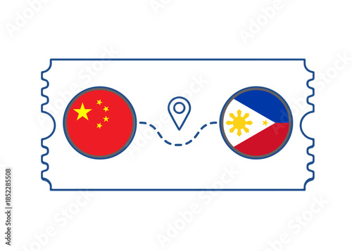 China – Philippines International Travel Route vector ticket
Vector ticket route between countries