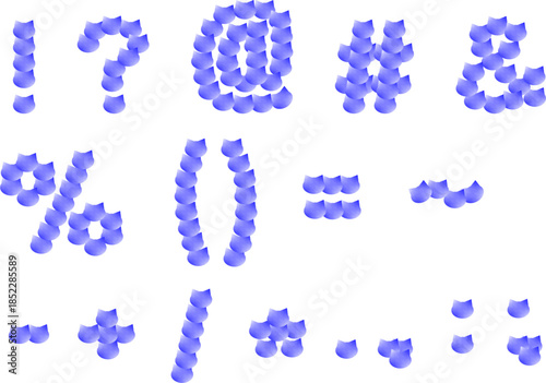 さりげなく可愛くておしゃれな猫顔シルエットで出来た記号(!?@#&%()=~-+/*.,:;)セット_青