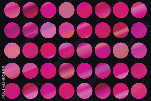 Metalic gradient collection with shiny rainbow hologram. Holographic foil texture, green, blue, yellow, pink gradation. Vector set for frame, ribbon, border, other design.