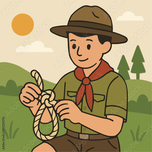 Scout Knot Tying Illustration

