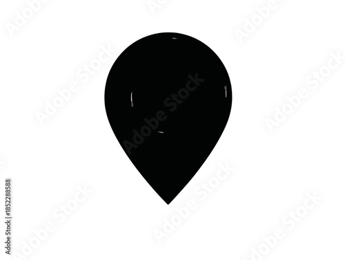 Czarny, prosty symbol znacznika lokalizacji w kształcie kropli na białym tle, idealny do map.