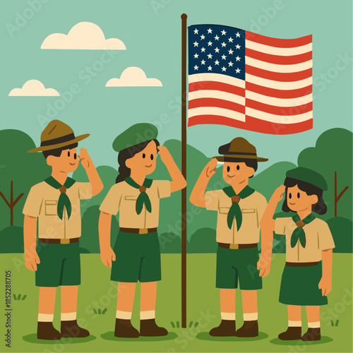 Scout Flag Salute Illustration

