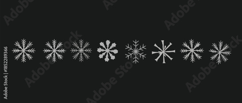 Collection of Diverse Snowflakes on a Dark Background