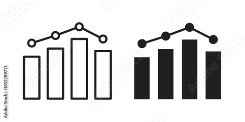 Analytic icons for apps and print media. Editable stroke and flat icons