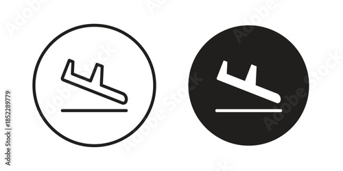 Arrival icons for apps and print media. Editable stroke and flat icons