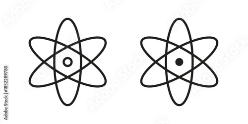 Atom icons for apps and print media. Editable stroke and flat icons