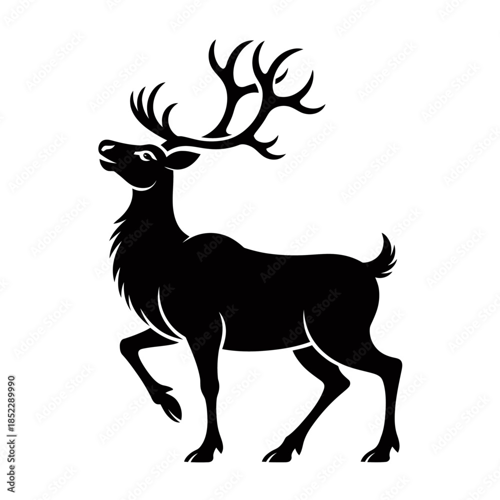 Obraz premium A graceful deer silhouette i, emphasizing its majestic antlers and poised stance.