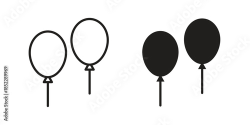 Balloons icons for apps and print media. Editable stroke and flat icons