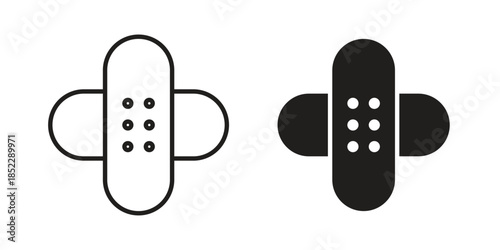 Bandage icons for apps and print media. Editable stroke and flat icons