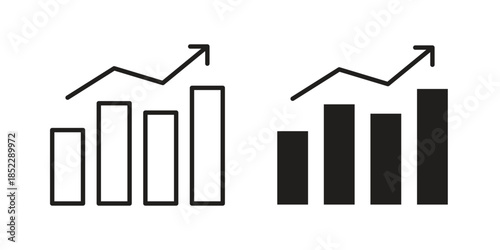 Bar chart icons for apps and print media. Editable stroke and flat icons