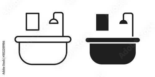 Bathroom icons for apps and print media. Editable stroke and flat icons
