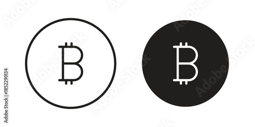 Bitcoin icons for apps and print media. Editable stroke and flat icons