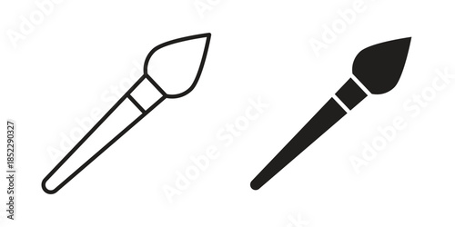Brush icons for apps and print media. Editable stroke and flat icons